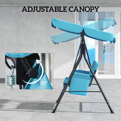 1-Seat Outdoor Porch Swing Patio Swing with Adjustable Canopy, Removable Seat and Back Cushion for Garden, Poolside