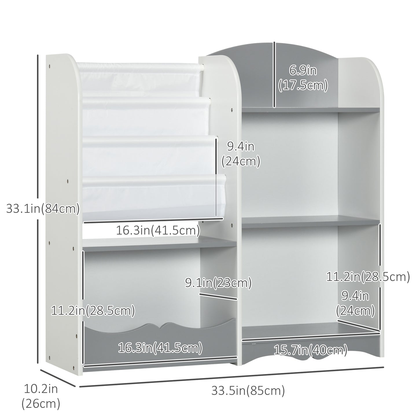 Kids Toy Storage Organizer Shelf Children Bookshelf for Bedroom Playroom Nursery Grey Kids Crystal