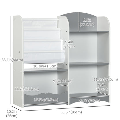 Kids Toy Storage Organizer Shelf Children Bookshelf for Bedroom Playroom Nursery Grey