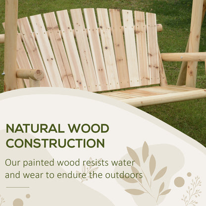 6.5ft Outdoor Loveseat, Wood Porch Swing for 2 Person, Freestanding Garden Swing, Comfortable Seating