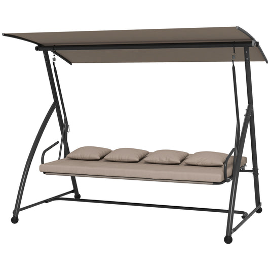 3 Seater Porch Swing Convertible Swing Chair Bed Cushioned Light Brown Kids Crystal