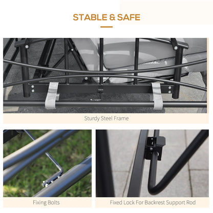 3 Person Outdoor Patio Daybed, 3 in 1 Canopy Gazebo Swing Chair Garden Hammock with Mesh Mosquito and Sun Shade, Grey