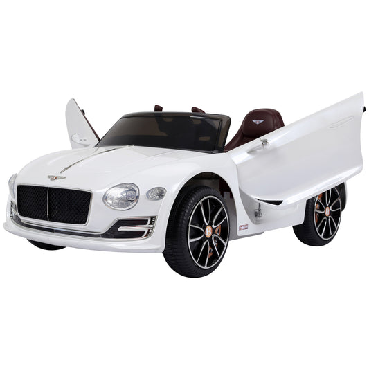 Licensed Bentley Ride-On Car: 12V, Electric, Battery Powered, Remote Control, 2 Speed, White Kids Crystal