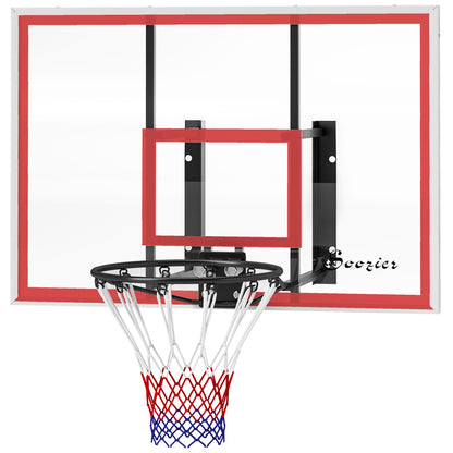 Wall Mounted Basketball Hoop with 43'' x 30'' Shatter Proof Backboard, for Indoor and Outdoor, White