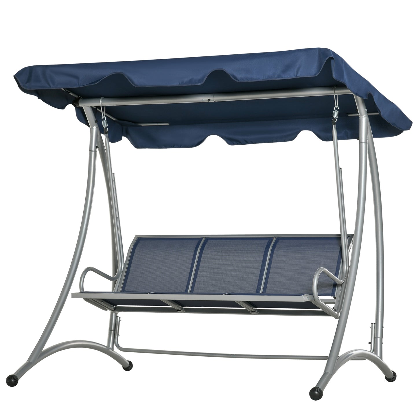 3-Seater Outdoor Swing Chair Bench with Adjustable Canopy, Dark Blue Kids Crystal