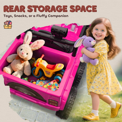 12V 4WD/2WD Kids Electric Car w/ Remote Control, Spring Suspension, Back Trailer, Light, Music, Soft Start, Pink