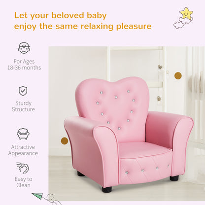 Kids Mini Princess Sofa Chair Toddler Children Upholstered Tufted Armchair Activity Couch Reclining Seat Boys Girls Furniture Pink