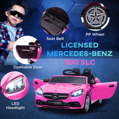12V Electric Ride On Car for Kids with Remote Control Music Lights Pink Two Motors for Ages 3-6