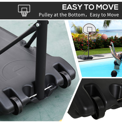 51"-64" Height Adjustable Basketball Hoop System Portable Poolside with Wheels
