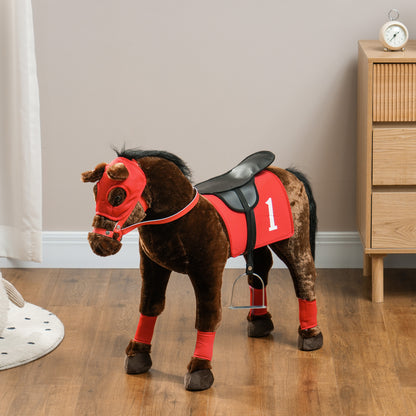 Kids Ride On Horse w/ Neighing Sound, Saddle, Stirrups, for 3-8 Years