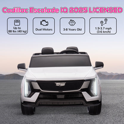 2-Seater Ride on Truck, 12V Cadillac Escalade Licensed Kids Electric Car with Remote , Spring Suspension, White