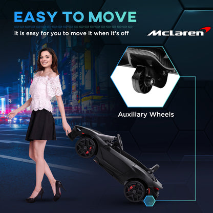 McLaren 765LT Licensed 12V Kids Electric Car w/ Scissor Doors, Training Wheels, Remote, Slow Start, Music Horn Black