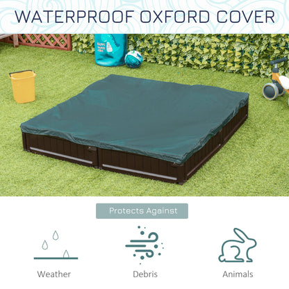 Shaded Sandbox: Childrens Outdoor Sandbox with Shade Canopy, Bottom Liner, Durable Play Area for Ages 3-12, Backyard Brown