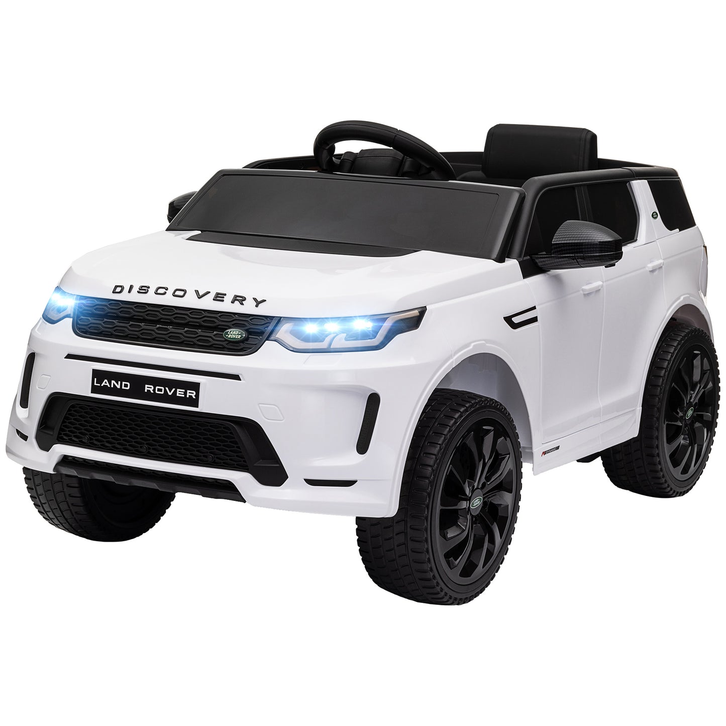 Land Rover Discovery Sport Licensed 12V Ride on Car w/ Remote, Soft Start, LED Lights, Music Horn, White Kids Crystal