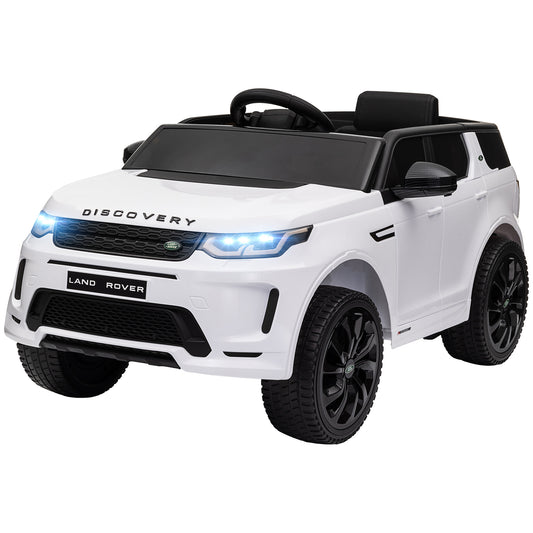 Land Rover Discovery Sport Licensed 12V Ride on Car w/ Remote, Soft Start, LED Lights, Music Horn, White Kids Crystal