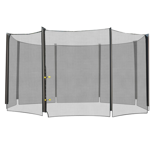 12' Round Trampoline Replacement Net Enclosure Safety Net Fence with 4 Arch 8 Poles Black Kids Crystal