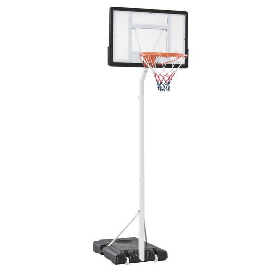Portable Basketball Hoop, 7ft-8.5ft Height Adjustable Basketball System with Wheels & 35.5" Backboard for Youth Junior Kids Crystal