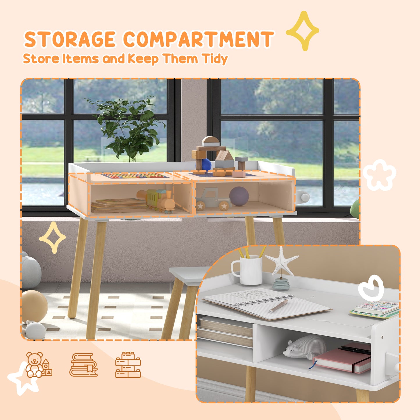 Versatile 3-in-1 Kids Activity Table & Chair Set, Perfect for Play, Drawing, Reading, Grey, Ideal for Nursery & Playroom