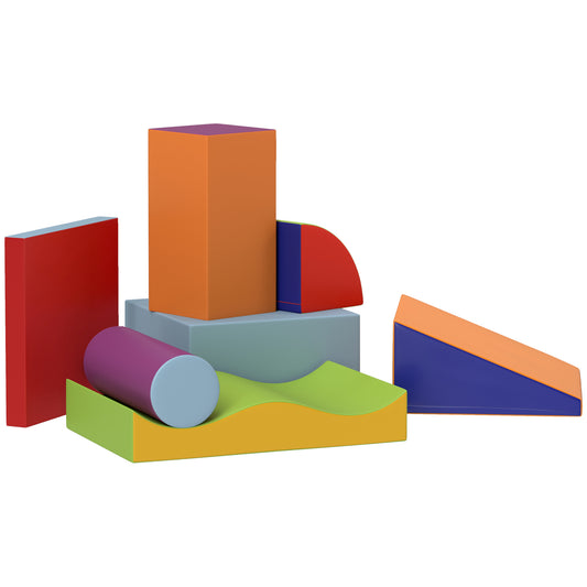 7 Pieces Soft Play Foam Climbing Blocks, Indoor Modular Kids Play Toys for Climbing, Crawling, Sliding, Dark Colour