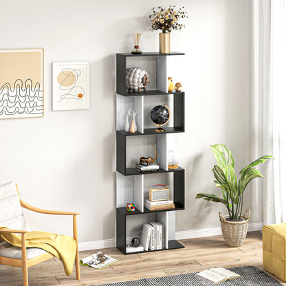 5-Tier Modern Bookcase Display Shelf Storage Room Divider for Living Room Home Office Black