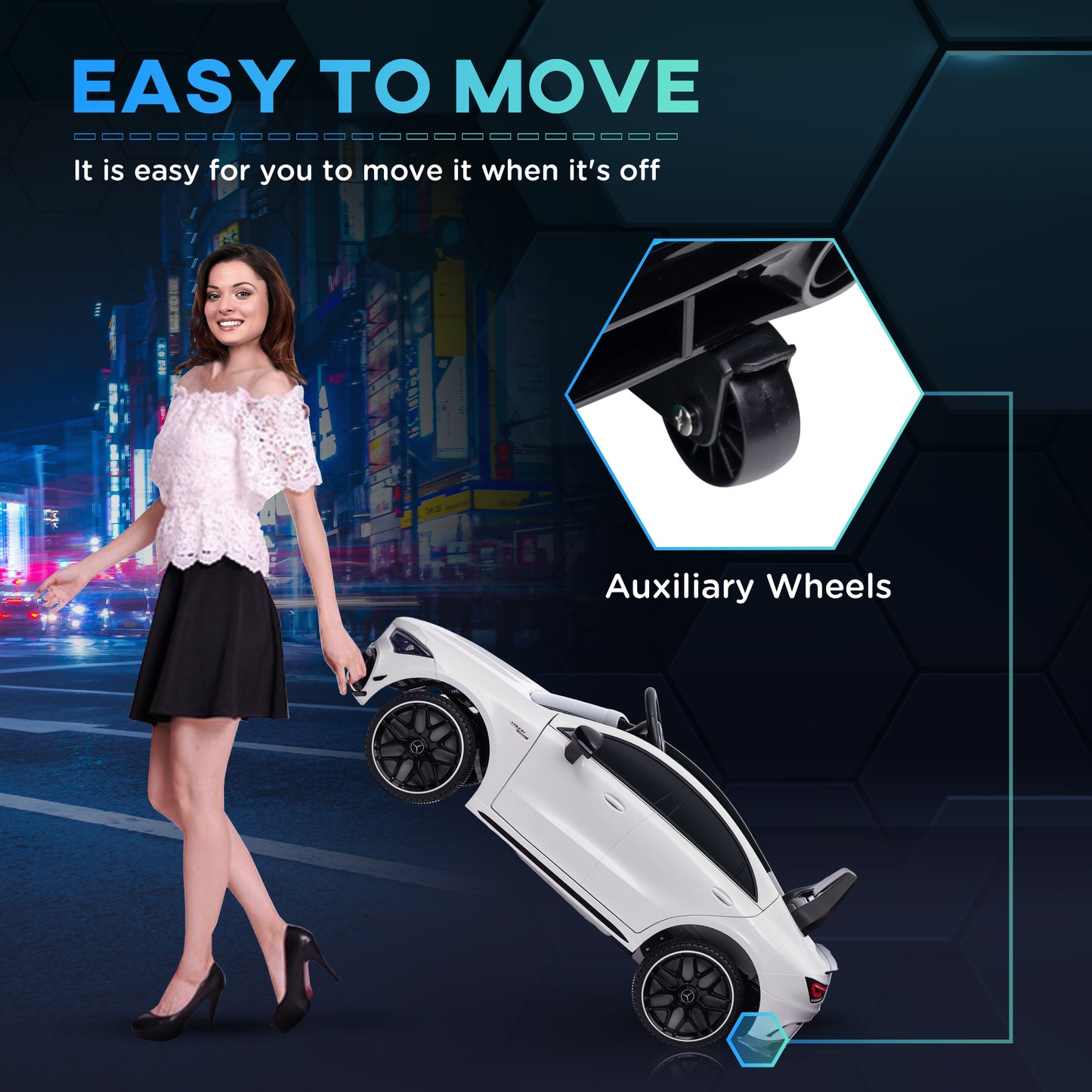 Mercedes-AMG Licensed 12V Ride on Car, Kids Electric Car with Remote Control, Spring Suspension, LED Lights, White Kids Crystal