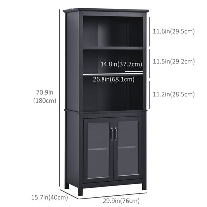 Bookcase Storage Cabinet: Multi Adjustable Shelves for Study Room Organization, Sleek Black