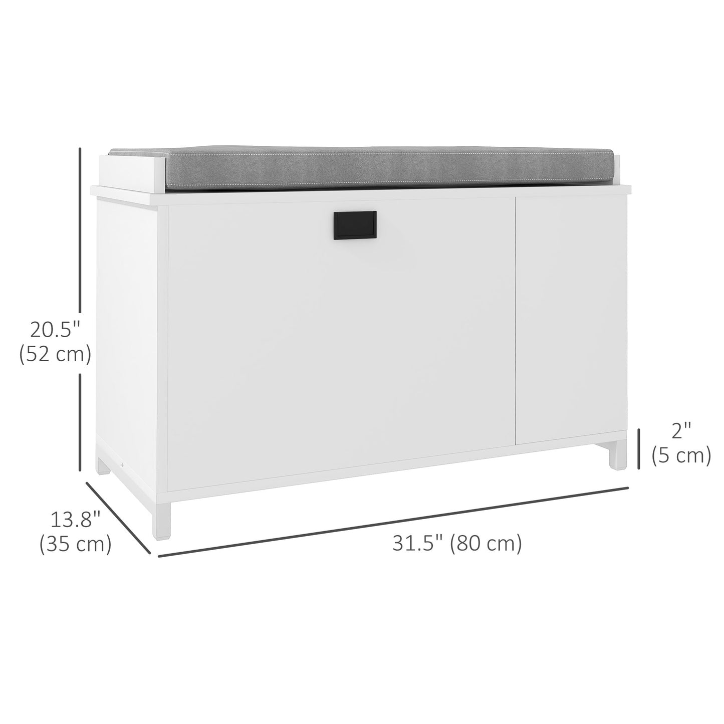 Hallway Bench with Shoe Storage Seat White Upholstered Flip Drawer Side Rack for 6 Pairs Kids Crystal