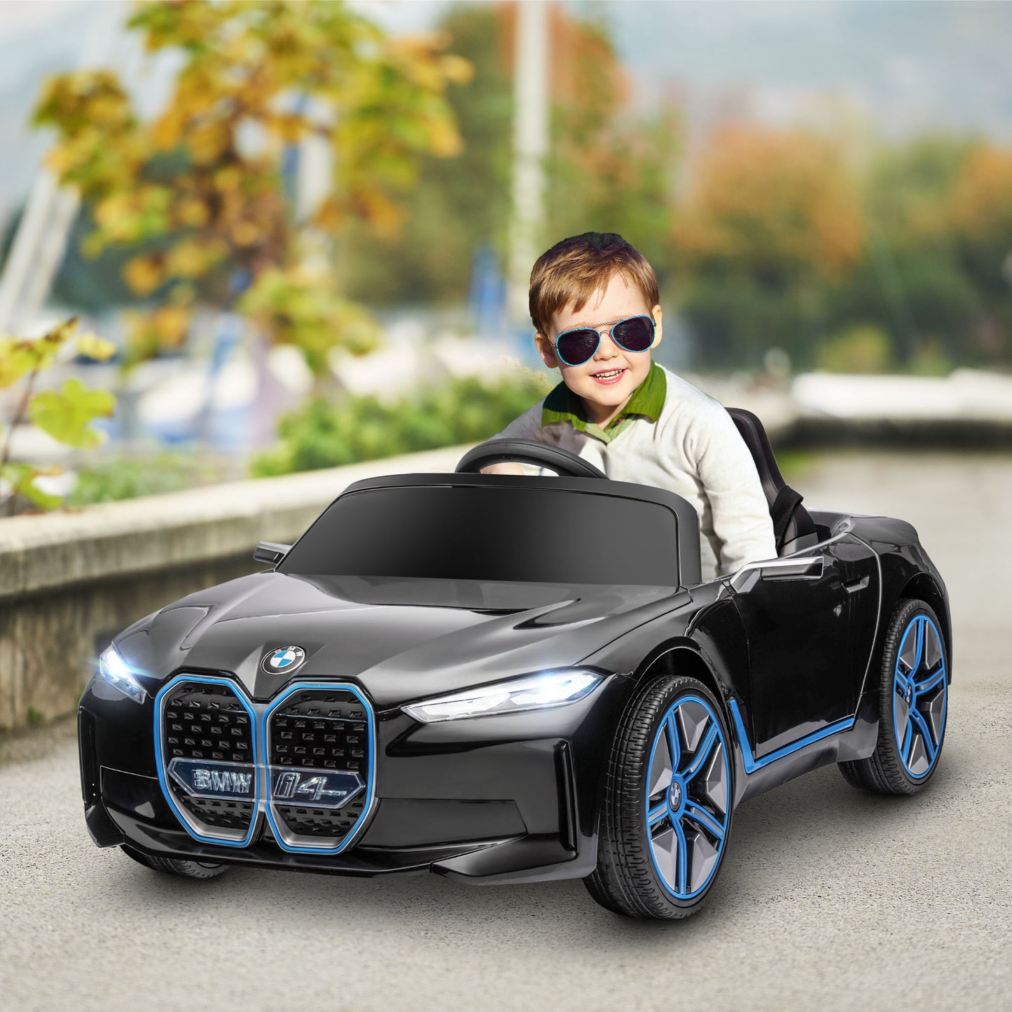 12V Kids Ride-On Car: Remote Control, 3.1MPH, Portable Battery, Black Kids Crystal
