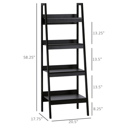 4 Tier Ladder Shelf Bookcase Set of 2 Display Rack Storage Shelving Unit Flower Plant Stand Multi-Use Black