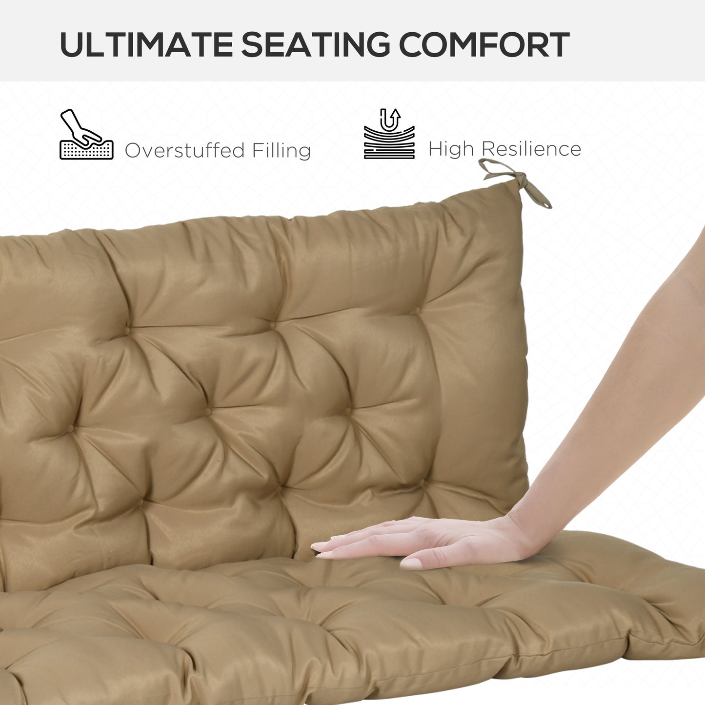 3 Seater Outdoor Seat Pads Bench Swing Chair Replacement Cushions Backrest for Patio Garden, Khaki Kids Crystal