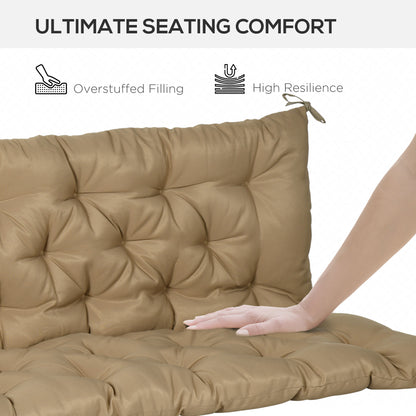 3 Seater Outdoor Seat Pads Bench Swing Chair Replacement Cushions Backrest for Patio Garden, Khaki