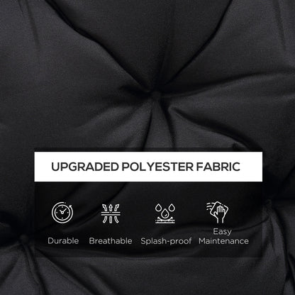 3 Seater Outdoor Seat Pads Bench Swing Chair Replacement Cushions Backrest for Patio Garden, Black