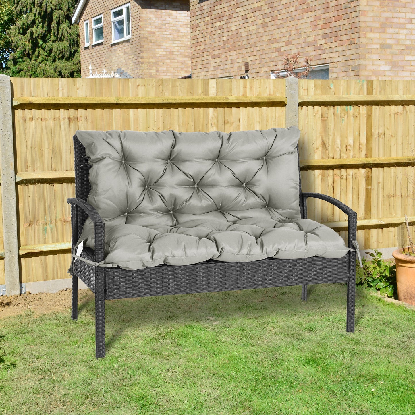 2-Seater Swing Chair Cushion Replacement with Backrest for Garden Bench Indoor Outdoor Use 39.4"x38.6" Grey