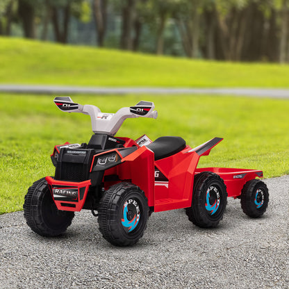 Ride-On Car: 6V, Electric, Trailer, Forward/Reverse, Wear-Resistant Wheels, Toddlers, Red