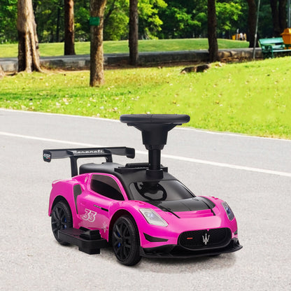 6V Maserati GT2 Licensed Electric Car for Kids, Ride on Car with Under Seat Storage, LED Headlights Music, Pink