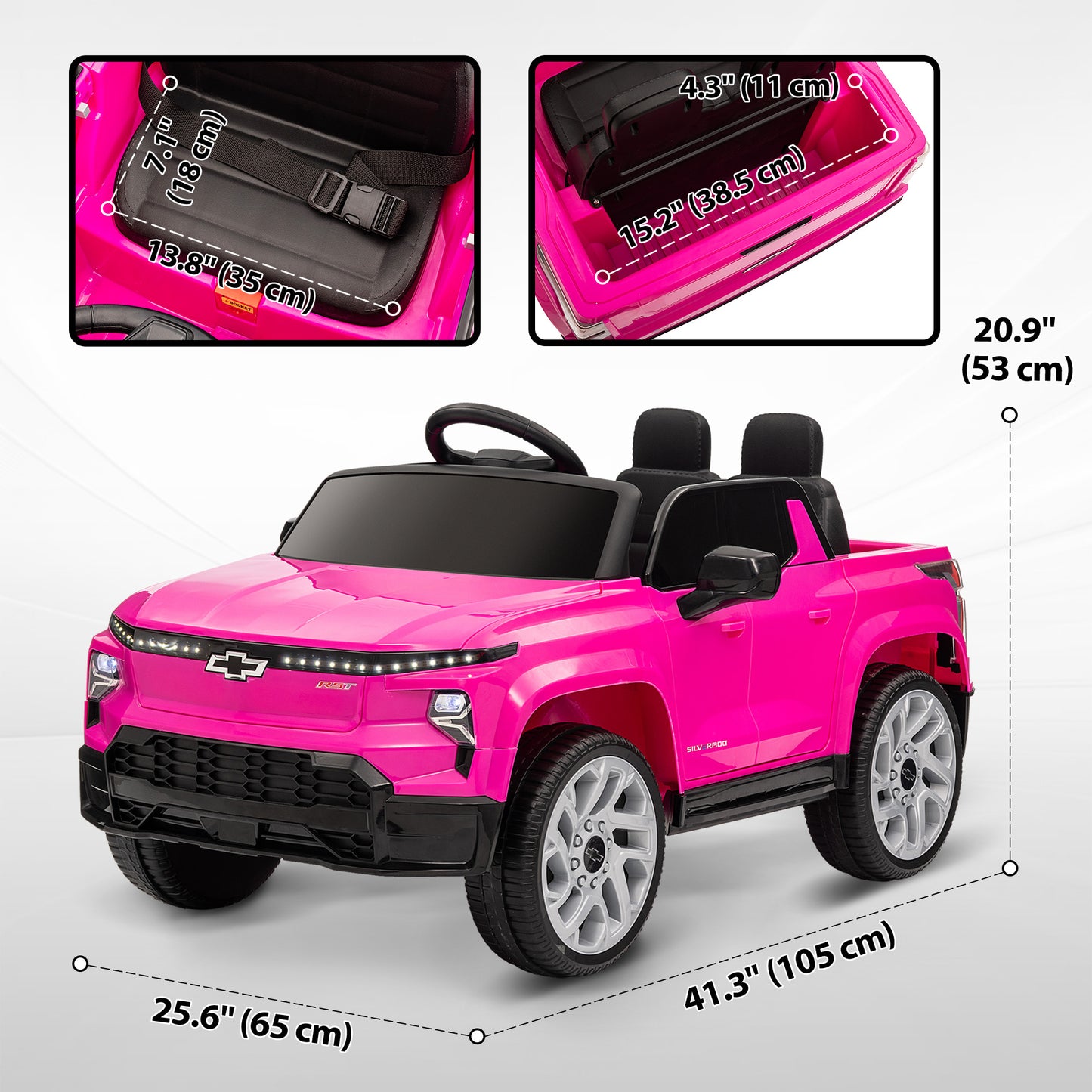 12V CHEVROLET SILVERADO EV RST Licensed Kids Car w/ Remote, Spring Suspension, Soft Start, Training Wheels, Pink Kids Crystal