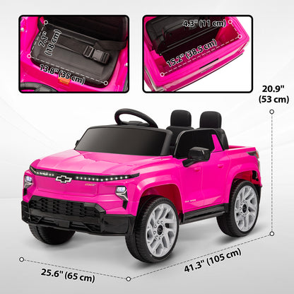 12V CHEVROLET SILVERADO EV RST Licensed Kids Car w/ Remote, Spring Suspension, Soft Start, Training Wheels, Pink