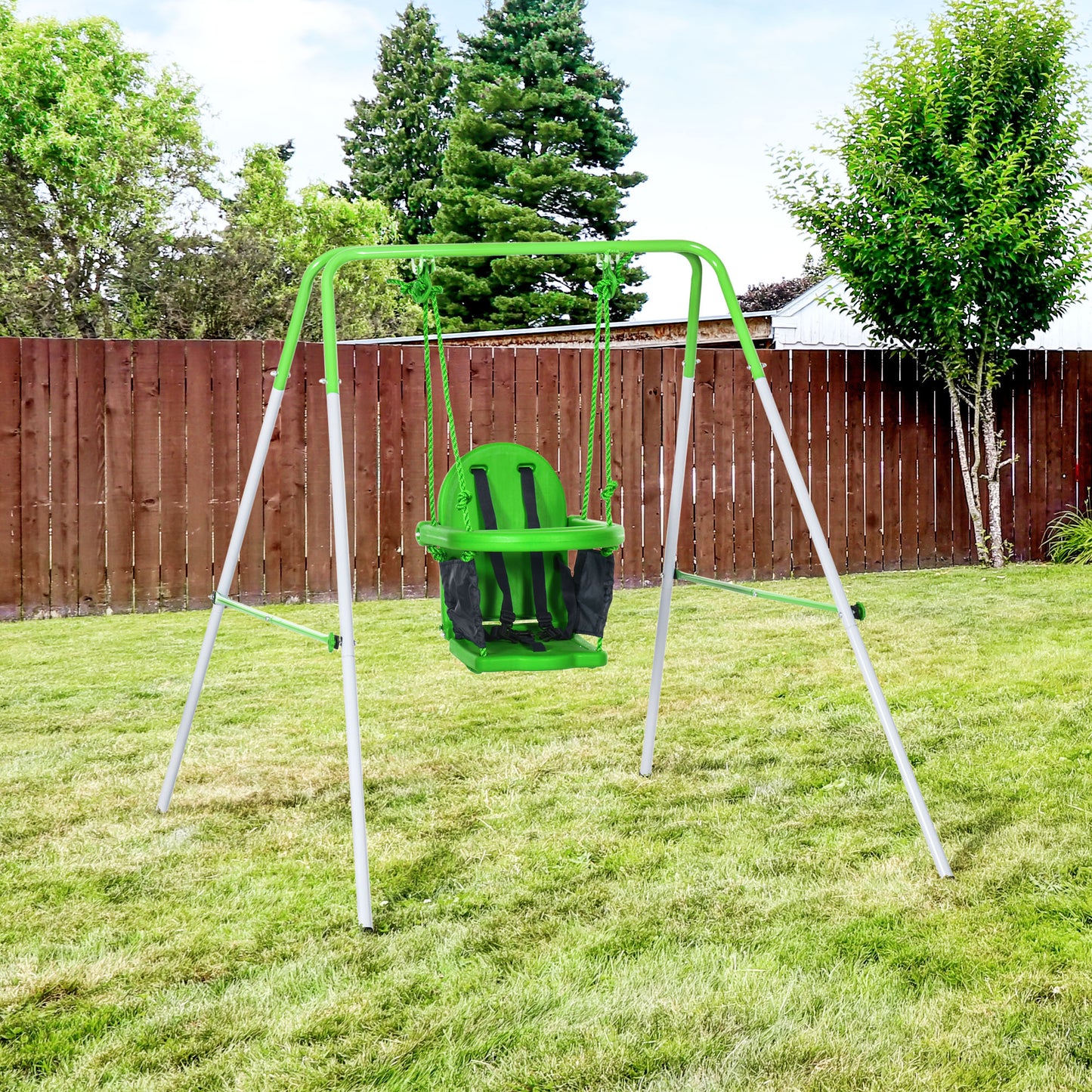 Toddler Swing Set 2 in 1 with Safety Harness, Durable Design for Ages 3-36 Months Kids Crystal