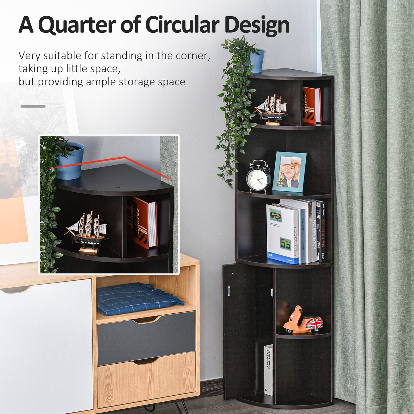 Spacious Storage Solution: 5-Tier Open Shelves Bookcase Cabinet, Floor Standing Home Office Organizer in Black Kids Crystal