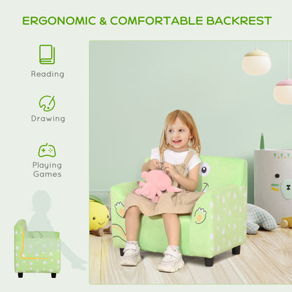 Children's Sofa: Cozy Velvet Toddler Armchair, Eco-friendly Eucalyptus Wood - Green