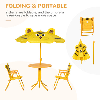 Kids Picnic Table Chair Set Outdoor Folding for Patio Backyard Fun Aged 3-6 Years