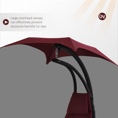 Outdoor Patio Swing Chair with Arc Stand Canopy Garden Lounge Wine Red Comfort