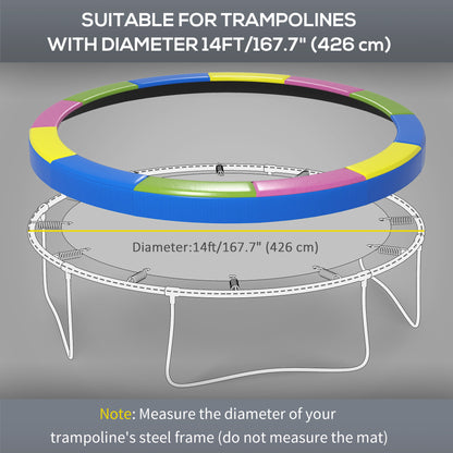 14FT Trampoline Spring Cover, Trampoline Pad Replacement, Waterproof and Tear-Resistant, Multi-Colored