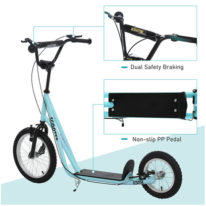 Big Wheel Scooter for Teens Youth Adjustable Handlebar with Dual Brakes Inflatable Wheels