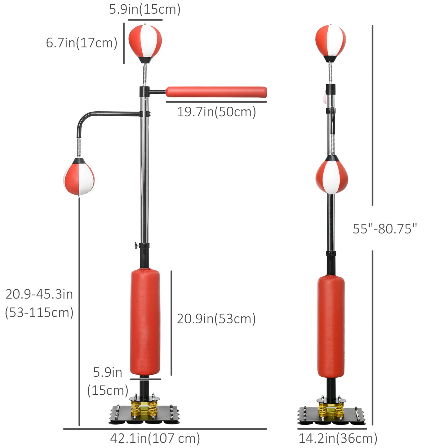 Boxing Bag Freestanding Punching Bag, Height Adjustable with Reflex Bar, Speed Balls and Suction Cup Base for Adult & Teenagers Kids Crystal
