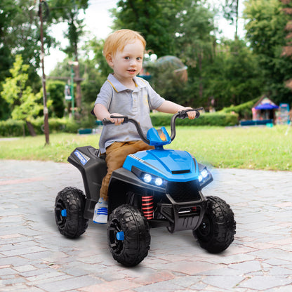 12V Kids ATV with Four Wheels Spring Suspension, Forward & Backward, LED Light, MP3, Music, Blue
