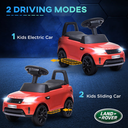 2 in 1 6V Land Rover Licensed Electric Car for Kids, Sliding Car with Music Horn Headlights, for 18-60 Months Red