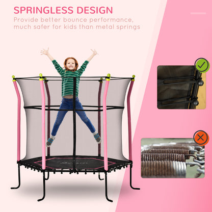 63" Kids Trampoline Mini Indoor/Outdoor Bouncer Jumper Enclosure Net Elastic Padded Pole Gift Pink 3-10 Years