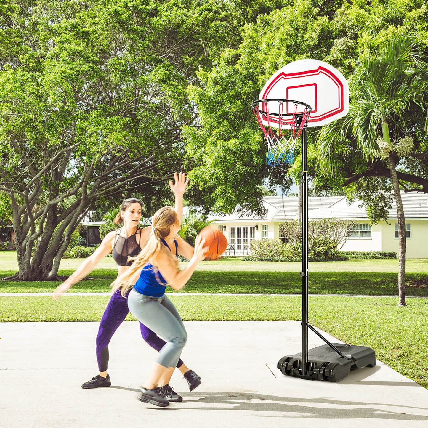 Height Adjustable Basketball Hoop with 2 Nets and Fillable Base Kids Crystal