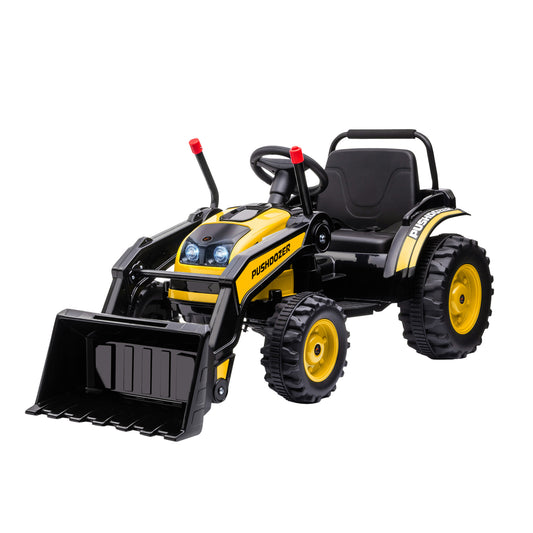 6V Kids Digger Ride On Excavator Battery Powered Construction Tractor Music Headlight Yellow Kids Crystal